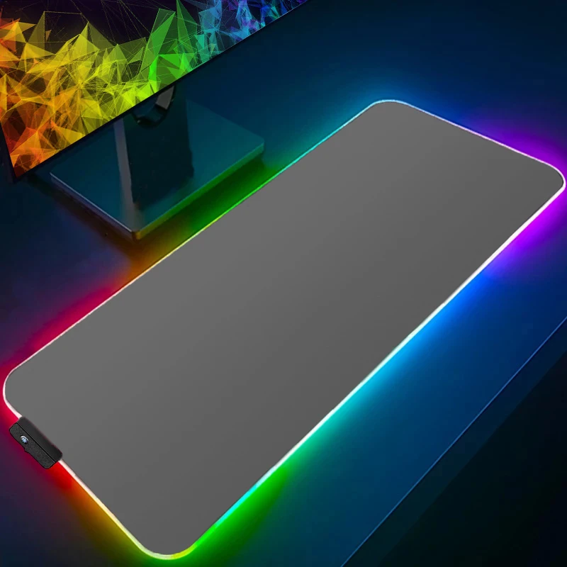 Backlight Mouse Pad S-solid Color Gamer Desk Mat PC Computer Mini Pc XXL Anime RGB Mousepad Keyboard Gaming Accessories Mausepad