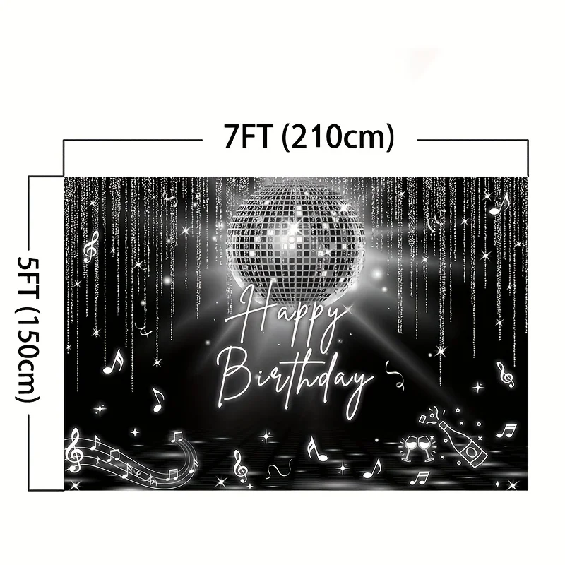 LS Happy Birthday Backdrop Photography Disco Glitter Notes Decoration Kids Adult Birthday Party Photo Background Banner