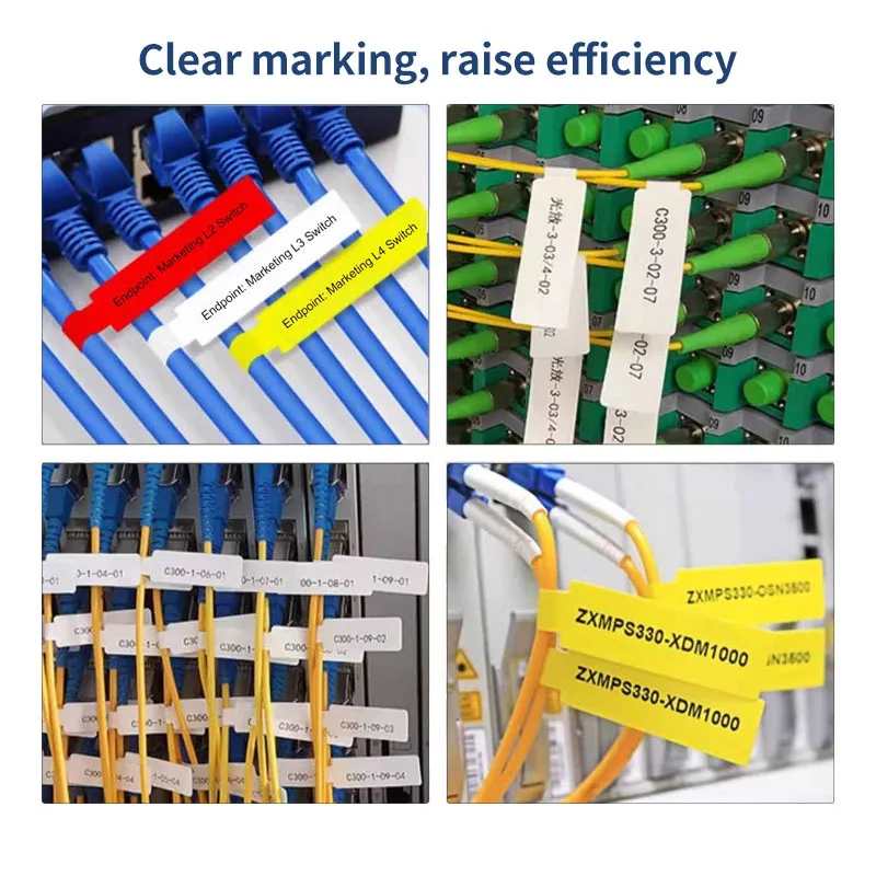 Etykiety termiczne na kable 12*109mm, samoprzylepne, w rolce, do druku, taśma papierowa do identyfikacji przewodów i sieci, do D30 P11 P15