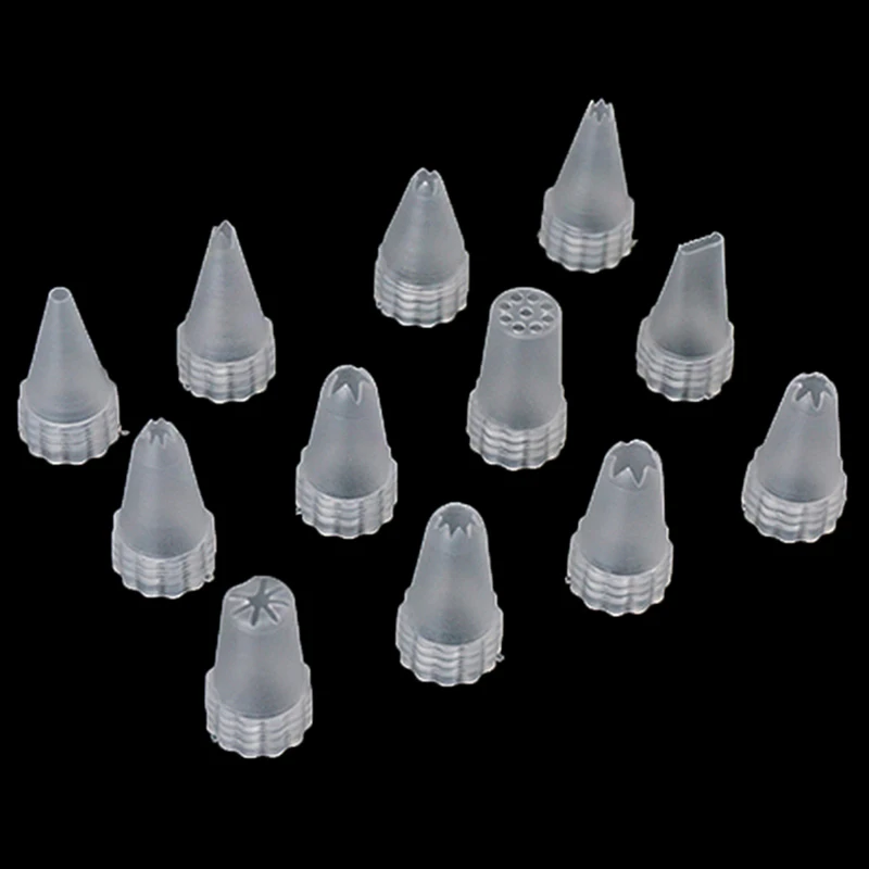 12Pcs/Set Simple Style Plastic Icing Piping Cream Confectionery Nozzle Tips Cake Decor Tools