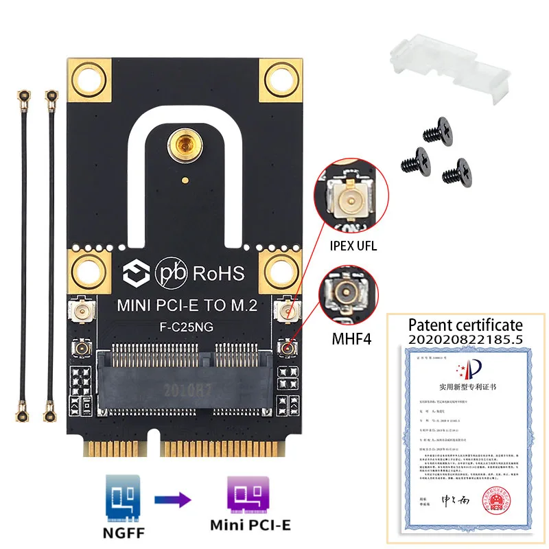 M.2 NGFF to Mini PCI-E PCIe+USB Adapter For M.2 Wifi 6 Bluetooth Wireless Wlan Card Intel AX200 9260 8265 8260 For Laptop