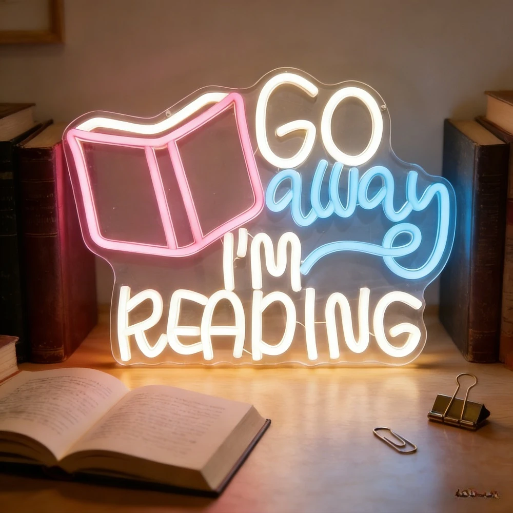 

Неоновая вывеска «Уходи, я читаю» с USB-подключением, светодиодный диммируемый неоновый светильник для декора стен, для кабинета, библиотеки, уголка для чтения