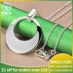 ALITREE 925 Sterling Silver Necklaces High Quality Circular Pendant Necklace Women Neck Chain Fashion Party Wedding Jewelry Gift