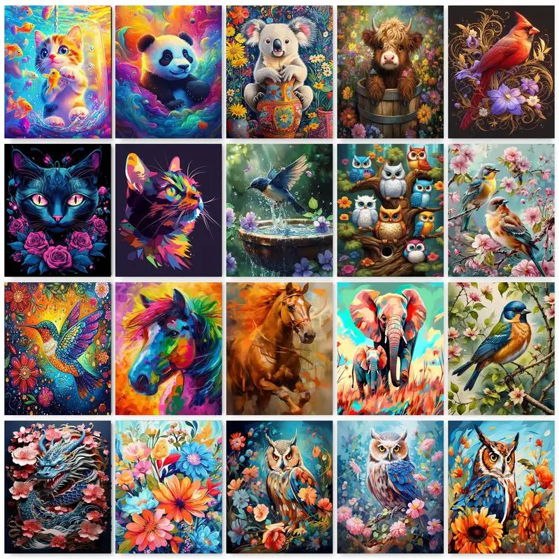 

GATYZTORY 60x75cm Diy Frame Painting By Numbers On Canvas Acrylic Paint By Numbers For Adults Animals Drawing Oil Picture Diy Gi