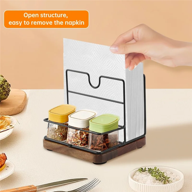 A84E-For Salt And Pepper Shakers Napkin Salt And Pepper Holder For Table,Metal Napkin Holder