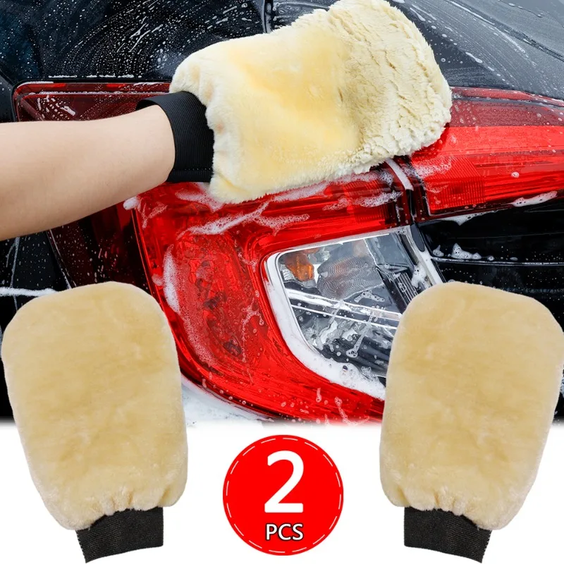 Microfiber Car Wash Gloves Soft Polishing Imitation Wool Cleaning Mitt Thickened Double-faced Plush Glove Car Wash Supplies