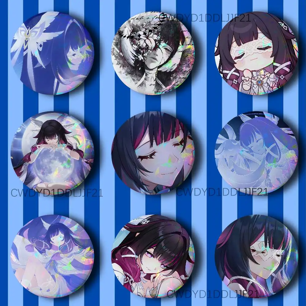 G-Genshin Columbina Impact Vintage Anime Brooch Creative Badge for Hat Bag Decoration Fans Collect Gifts