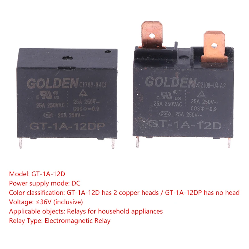 1Pce GT-1A-12D/GT-1A-12DP Gordon Air Conditioning Water Heater Relay 25A 4 Feet 12V