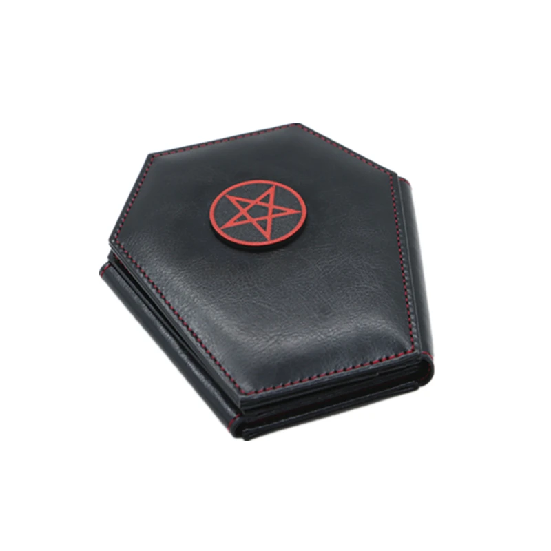 Dark Style Pentacle vampire Coffin Design Coin Purse Halloween Pattern Clutch Zipper Wallet PU Leather Trendy Purse