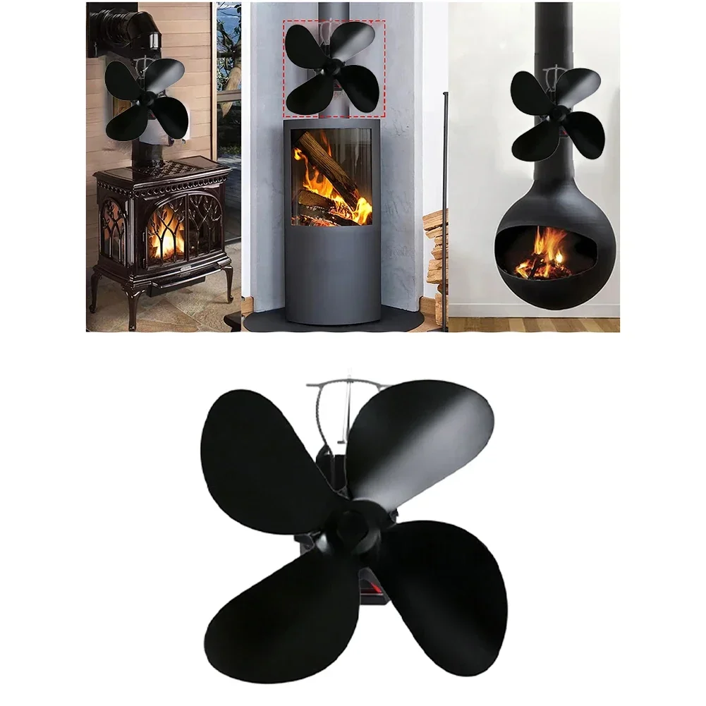 

Fireplace Fan Efficient Heat Circulation Silent Heat Powered Wood Stove Fan Thermally Powered Non-magnetic Wall Mounted