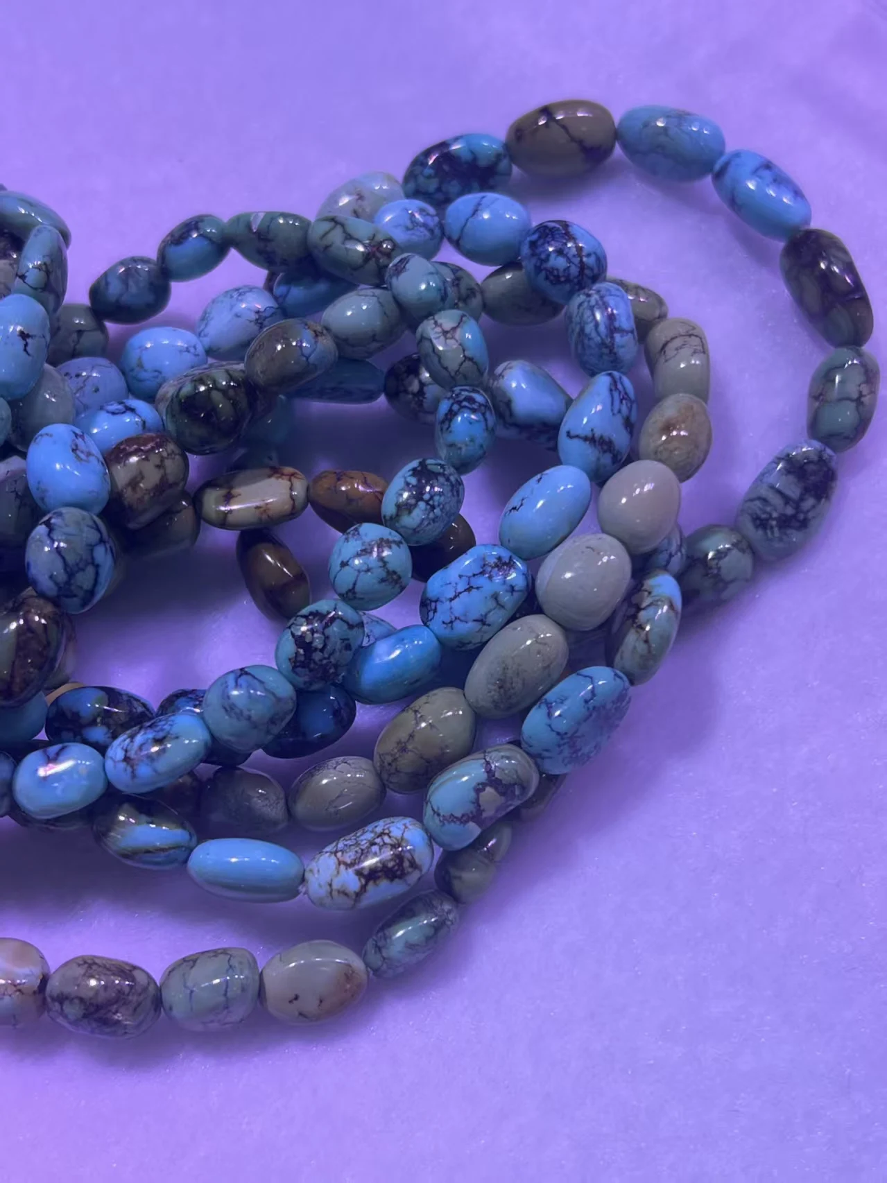 Natural Turquoise Freeform Bracelet, Shaped Seed Bead Bracelet, High Porcelain, High-Quality Genuine Turquoise