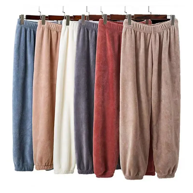 Double-Sided Fleece Warm Pants, Autumn and Winter Cozy Coral Fleece Casual Loose Sleep Pants, Home and Student Lazy Pants