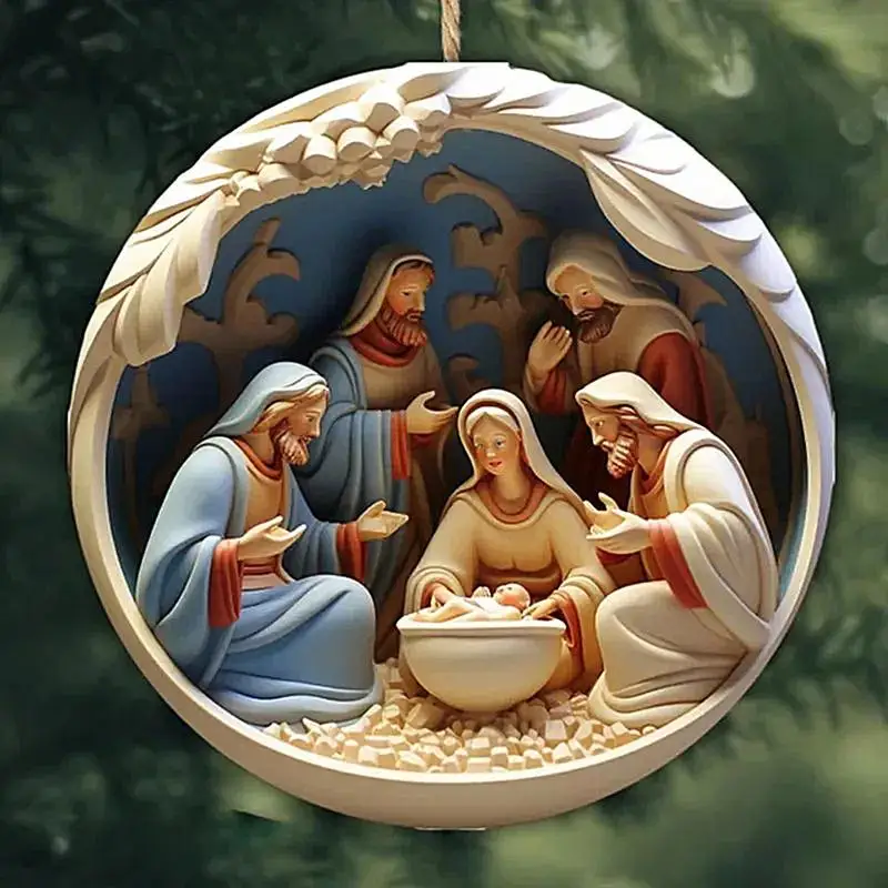 Nativity Keepsake Religious Ornament Creative Jesus Family Scene Christmas Tree Hanging Ornaments For Tree Pendant Decoration