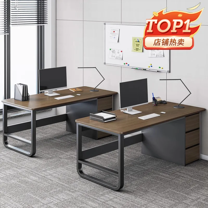 Single Station Simple Computer Desk, Modern Staff Table and Chair Combination for Office Space