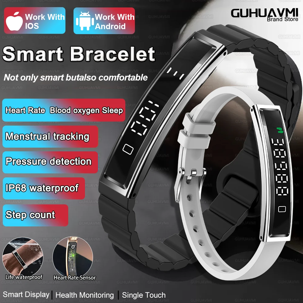 

GUHUAVMI Smart Watch Men Women Fitness Smart Bracelet Sports Band Heart Rate Blood oxygen Monitor Waterproof Multifunction Watch