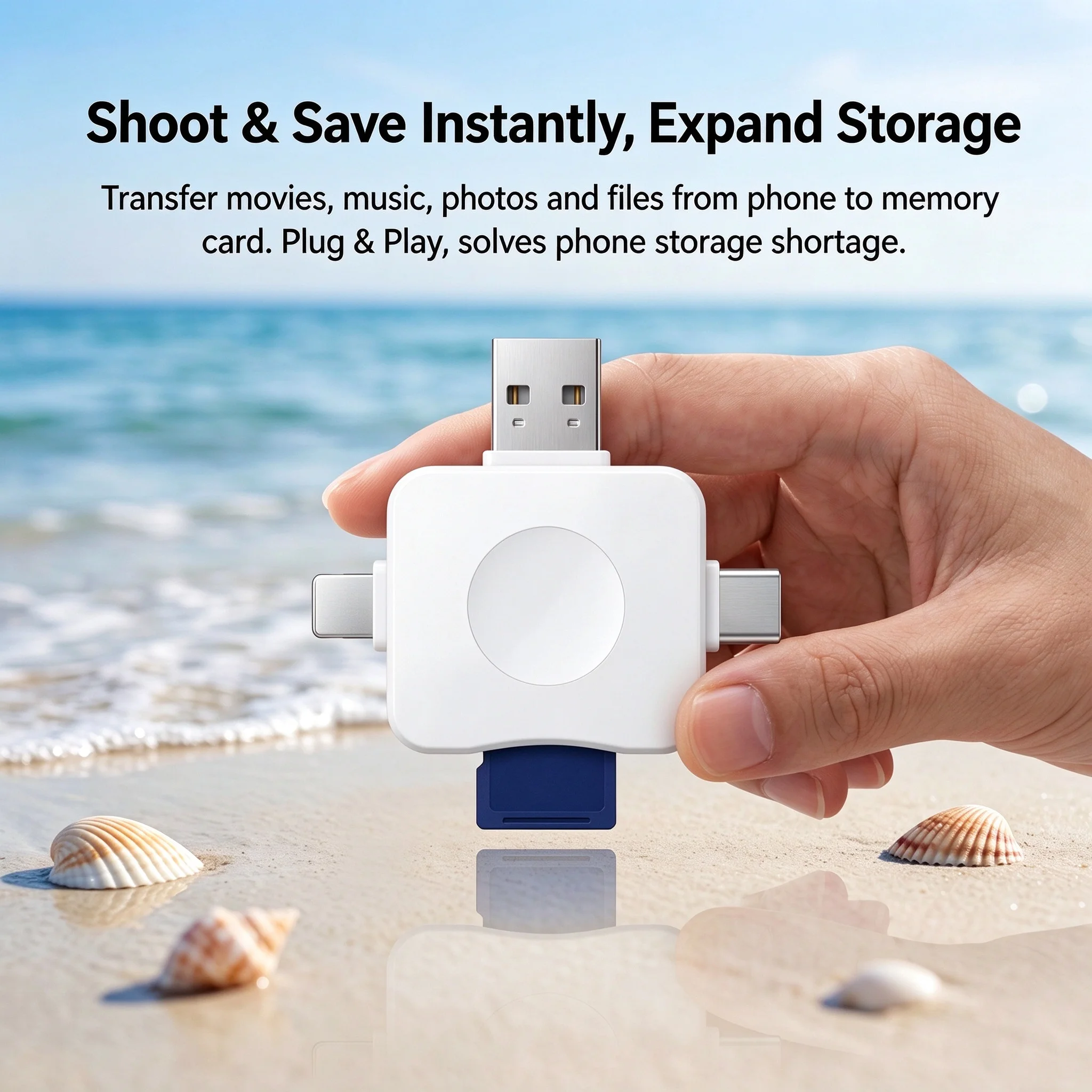 4In1 SD TF Memory Card OTG Adapter For iPhone Android ForWindows Linux USB A/8 Pin/Micro /Type C To SD TF Card Reader Converter