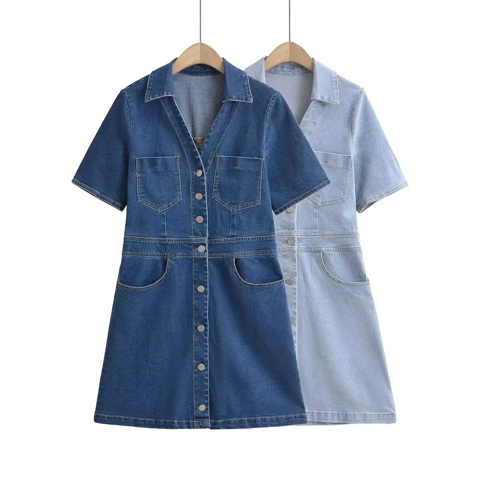 

American hot girl slimming short-sleeved denim dress for women summer new hip-hugging short skirt