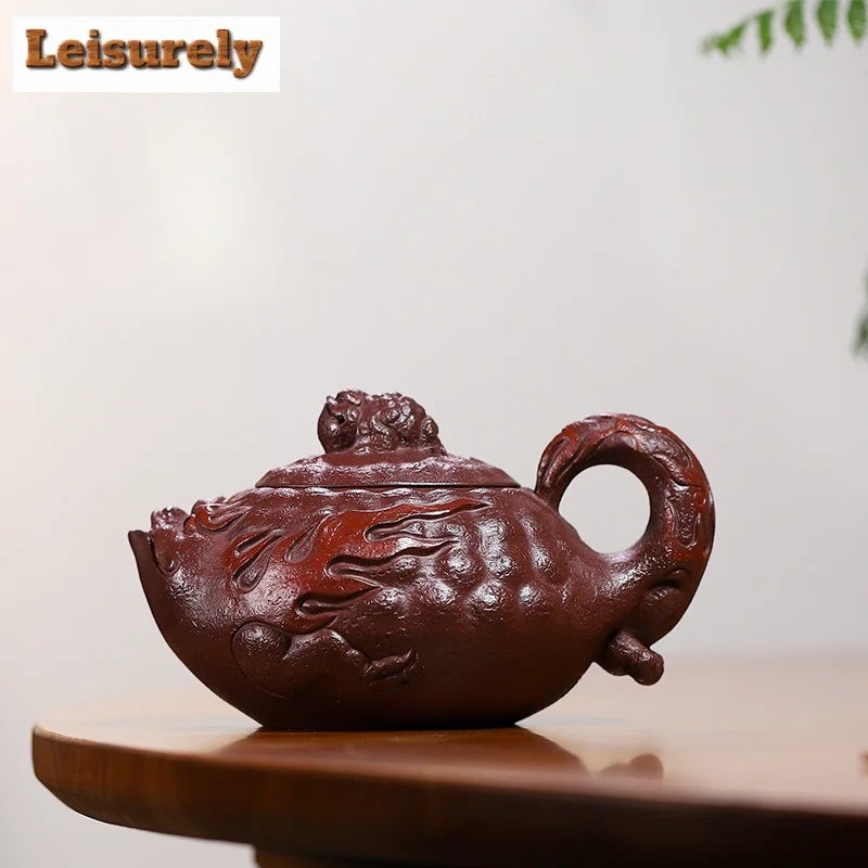 

270ML Aesthetic Yixing Purple Clay Teapots Handmade Golden Toad Pot Raw Ore Purple Mud Kettle Chinese Zisha Tea Set Collection