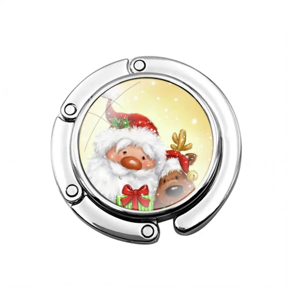 Cartoon Lovely Santa Claus With Gifts Foldable Purse Hook for Women's  Table Handbag Storage Folding Decor Table Hook