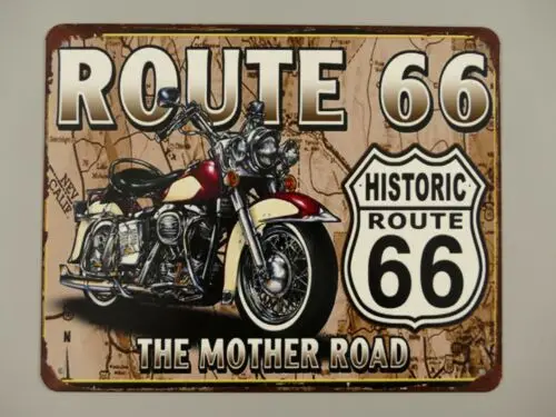 9977654 Mural Tin Sign Vintage Route 66 25x20cm