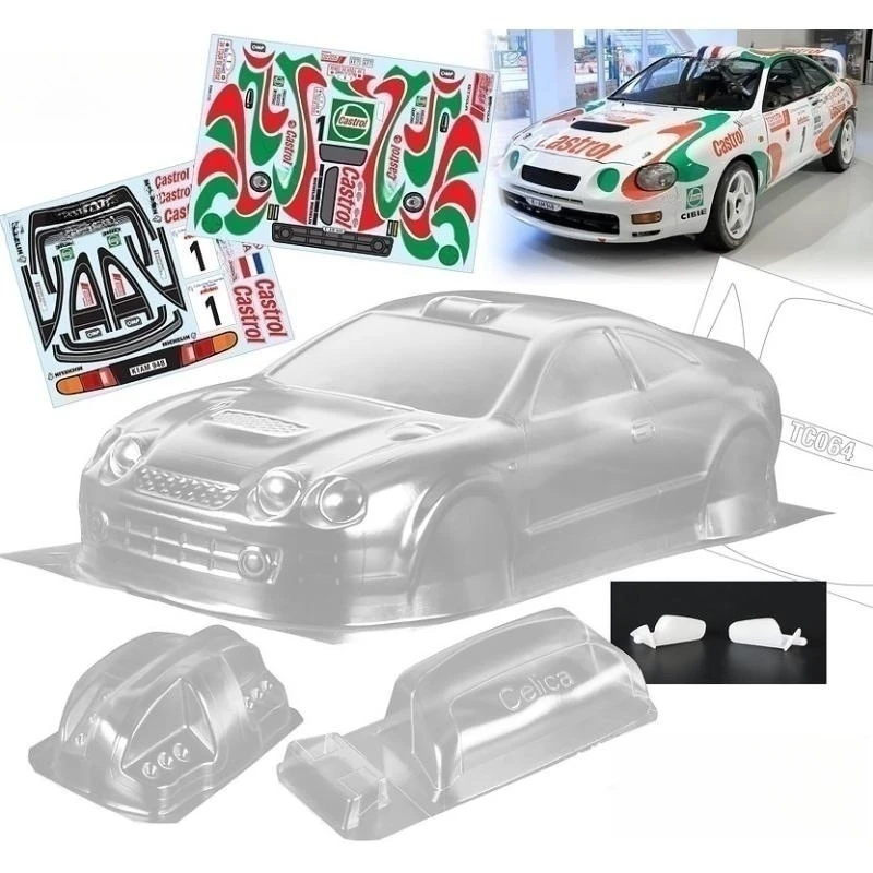 190mm Rc Rally Car Bodywork 1/10 Celica GT-4 Rally Clear Body Shells w/ Rear Wing ,Light Buckle and Mirror for Rc Drift Car Toys