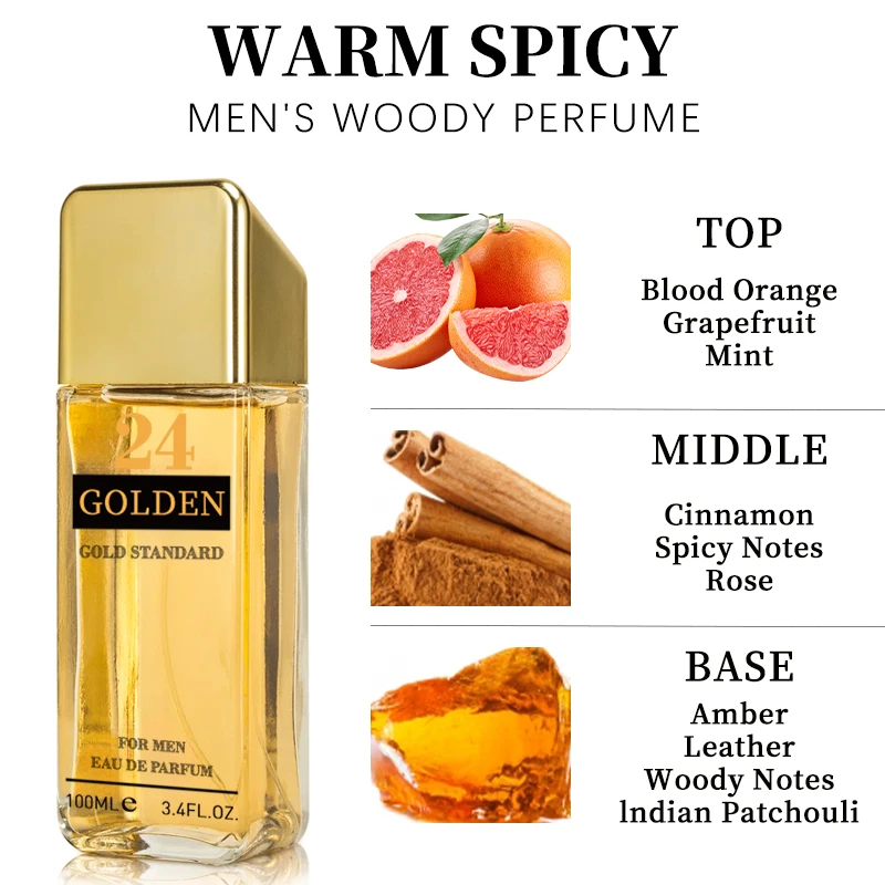 3.4 Fl Oz Men's Eau De Toilette Spray, With Amber & Cinnamon Long-Lasting Perfume, Perfect For Dating, Daily Life, Parties, Gift view 2