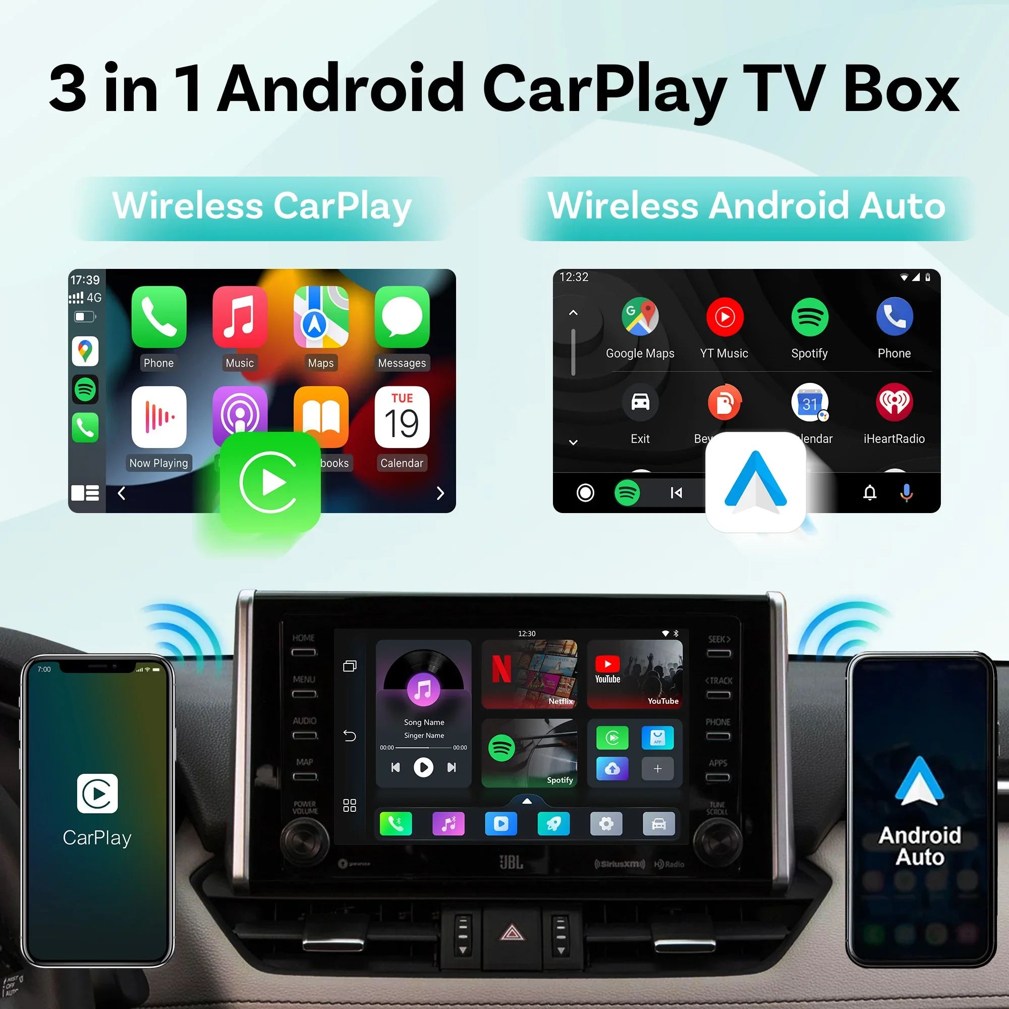 OTTOCAST Wireless CarPlay Android Auto Adapter Play2Video Ultra for Youtube Video Car Accessories for Volvo Haval Chevrolet Ford