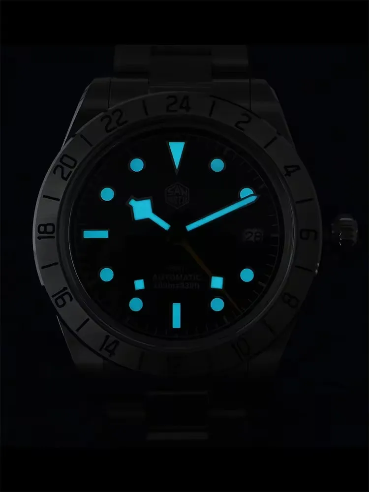 San Martin-reloj mecánico de acero inoxidable para hombre, pulsera deportiva de 39mm, NH34, GMT, zafiro luminoso, resistente al agua, 100M