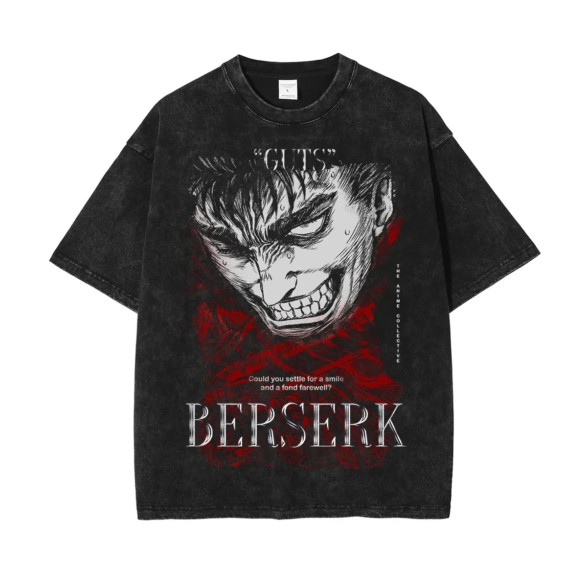 Berserk animación derivados tripas impresión Retro lavado Camiseta de manga corta hombres y mujeres 2025 ropa de moda de verano