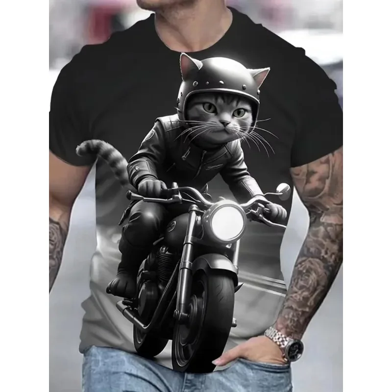 

Summer Men's and Women's Funny and Cute Cat 3D Printed Breathable and Quick-drying T-shirt, Street Trend Loose T-shirt