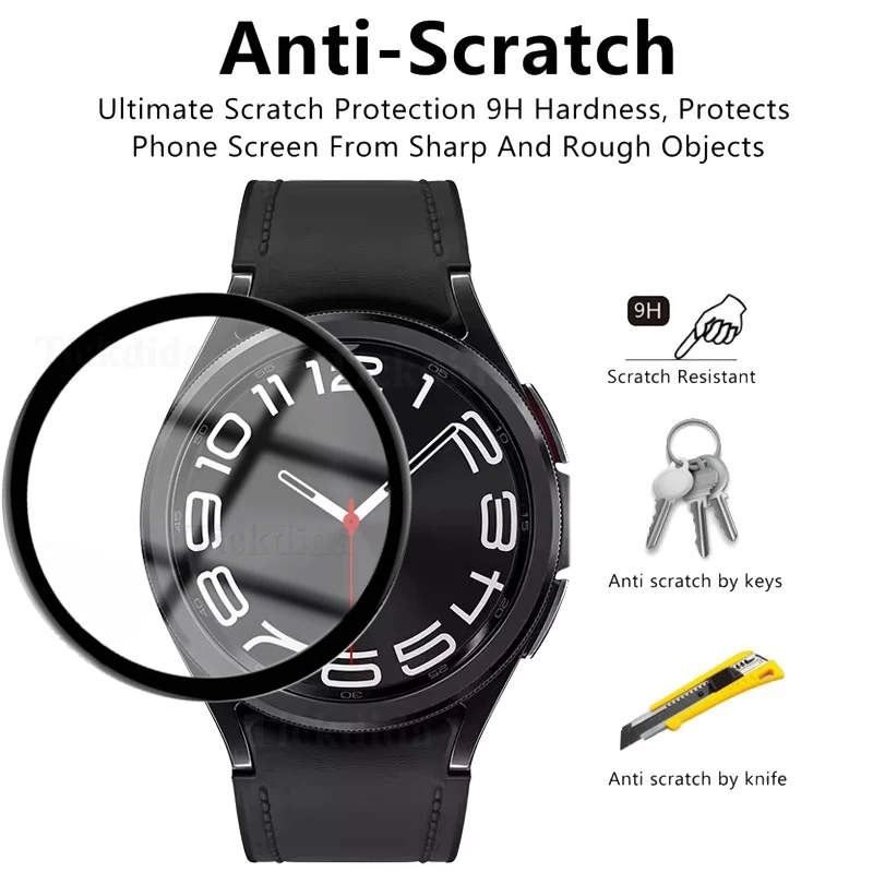 Soft Tempered Glass for Samsung Galaxy Watch 6 Classic 47mm Protective Film for Watch 5 Pro 4 Shell Screen Protector Accessories