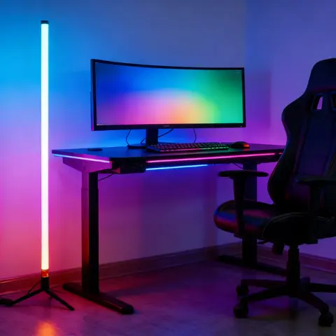 120CM LED RGB Floor Lamp Bar, Sound Pickup Ambient Light, Corner Wall Light for Bedroom, E-Sports Room Live Atmosphere Lamp