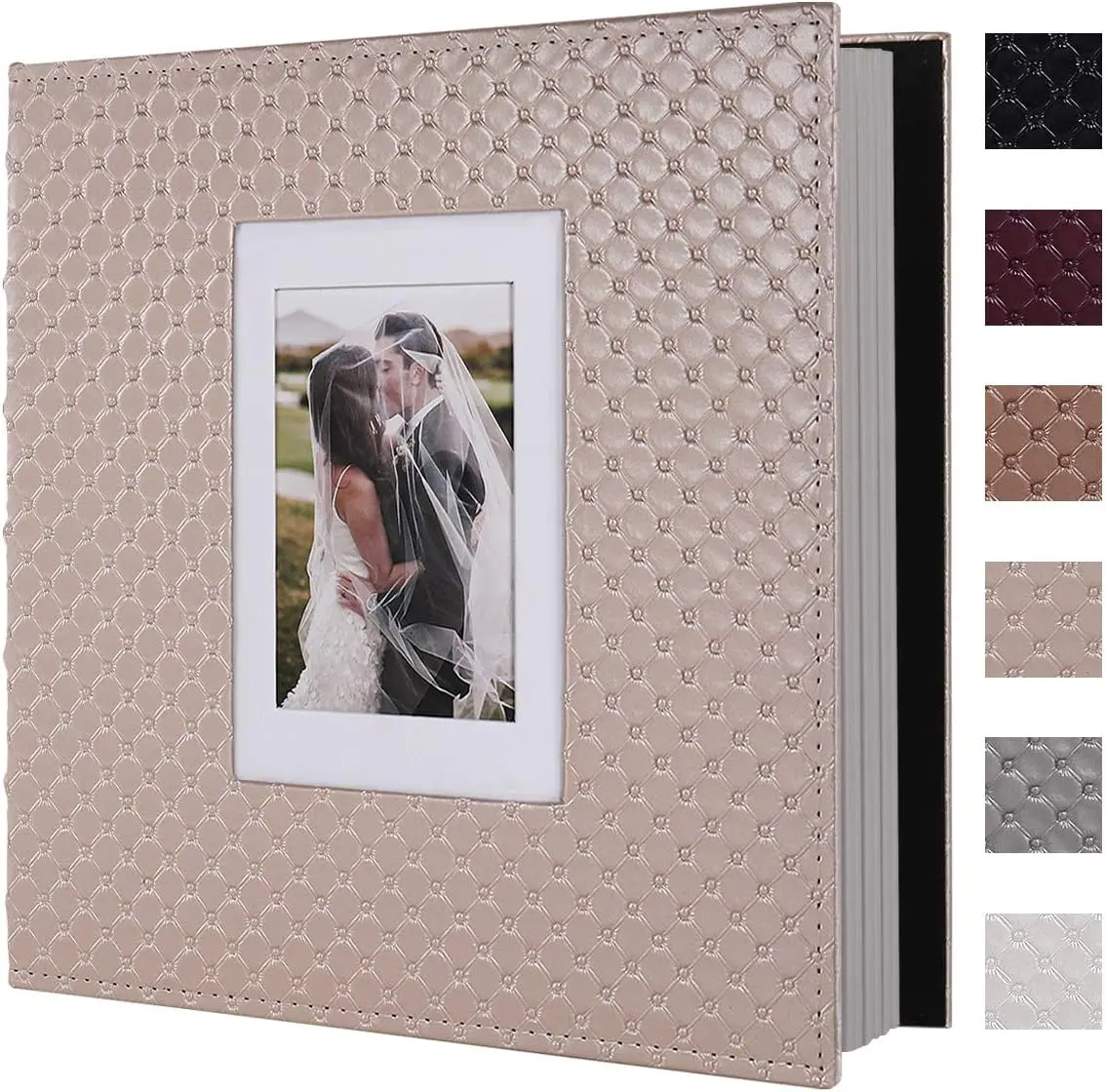 

Self Adhesive Photo Album, Large PU Leather Scrapbook Album with Cover Window, 60 Pages DIY Picture Album Holds 3x5 4x6