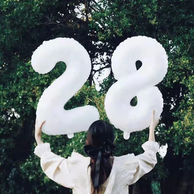 

Large White Number Balloons for Women and Girls, Birthday Party, Baby Shower Decoration, Helium Balloon Supply, 32in,Number 0-9