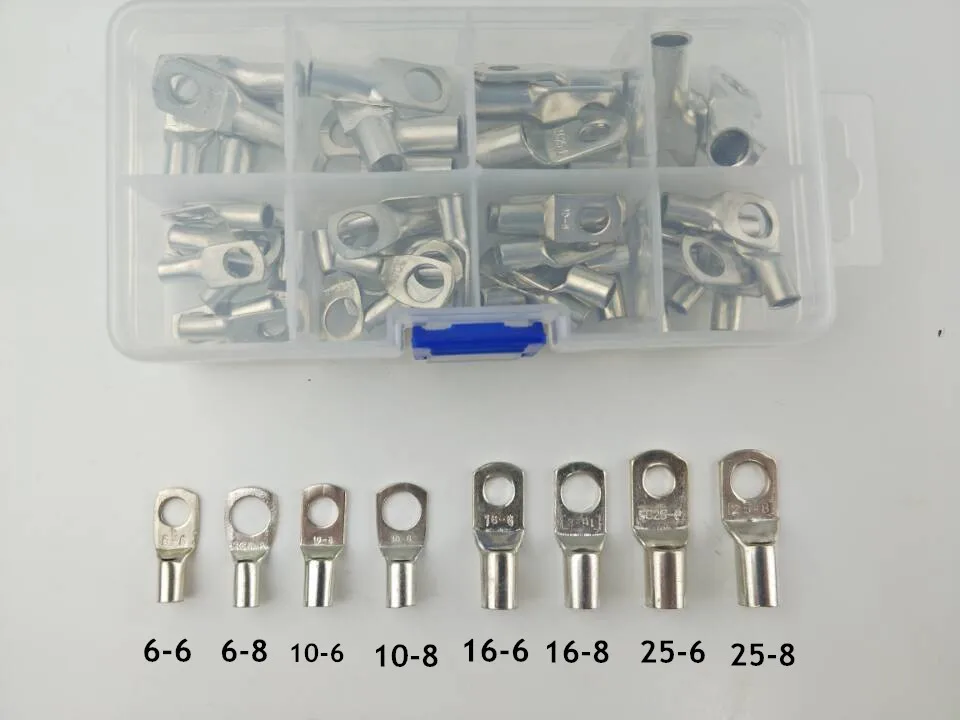 60pcs Bolt Hole Tinned Copper Cable lugs Battery Terminals set Wire terminals connector