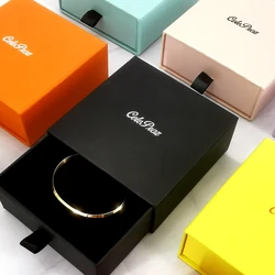 Jewelry Boxes Custom Printed LOGO Personal Names Paper Drawer Cases Wedding Rings Necklace Party Favor Givesaway Birthday Gift