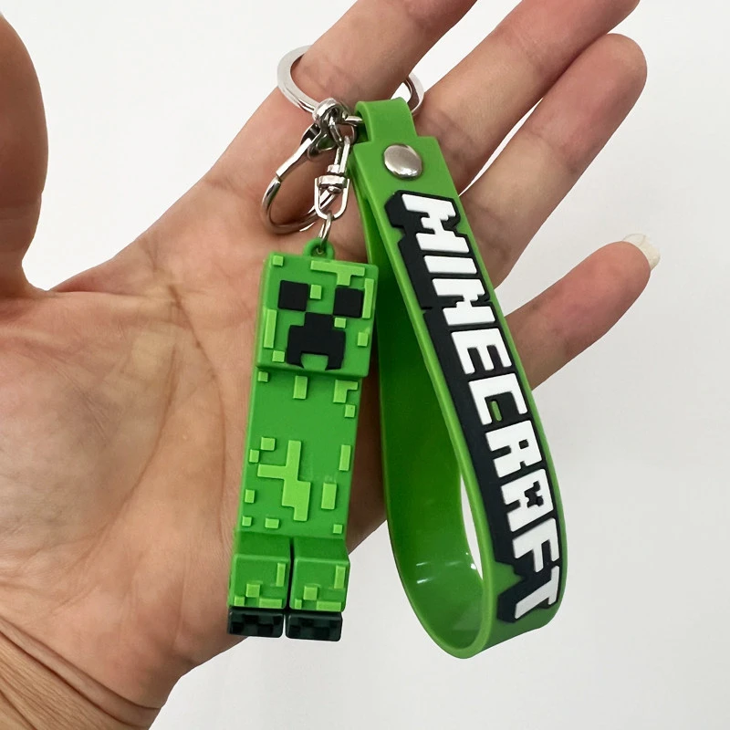 Game Minecrafte Figure Keychain Keychain MC Cartoon Creeper Doll Silicone Backpack Pendant Gifts