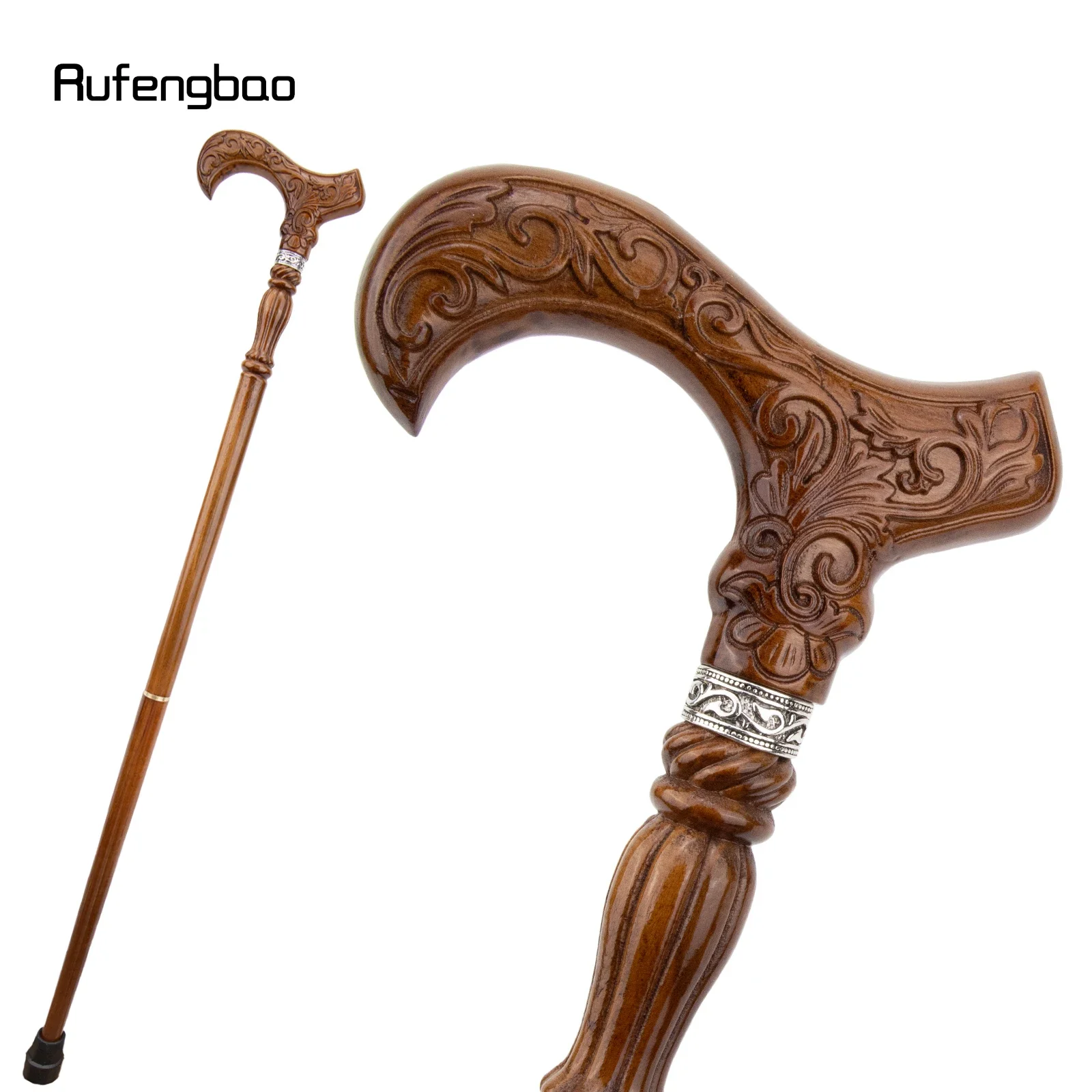Flower Brown Wooden Fashion Walking Stick Decorative Cospaly Party Cane Halloween Mace Wand Crosier 93cm  Performance Stage Cane
