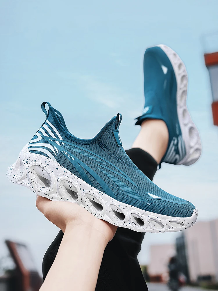 Paar-Sneaker mit dicker Sohle zum Hineinschlüpfen, ausgehöhlte Polsterschuhe, atmungsaktives Mesh, ohne Schnürsenkel, Outdoor-Freizeitschuhe zum Gehen, Übergröße – Detail 10