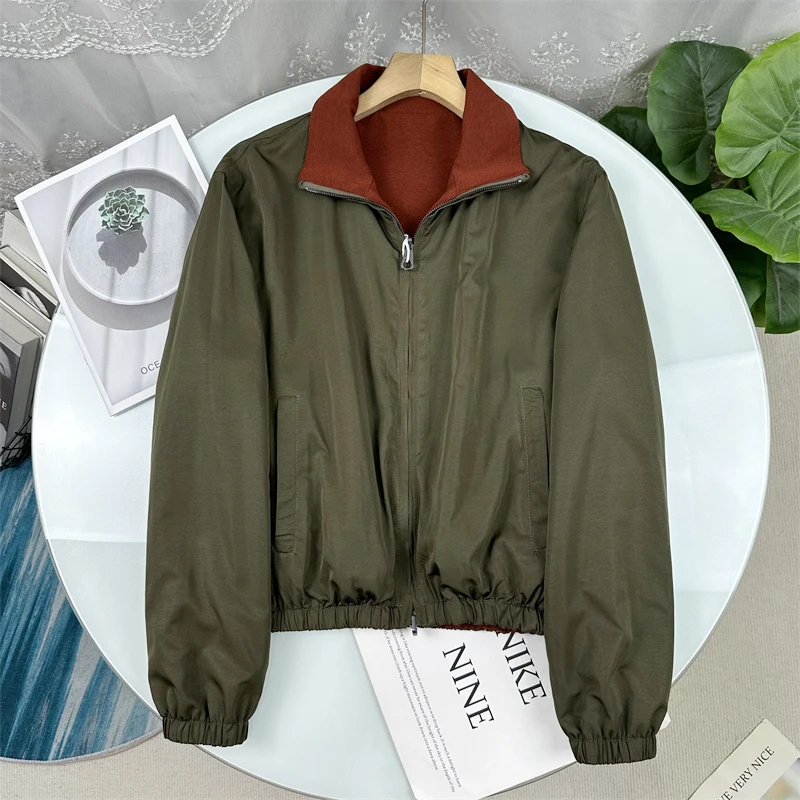Double-Sided Wear Flight Jacket Casual Style Stand Collar Women's Short Outerwear Windproof SòngJIA Luxury Leisure Fashion