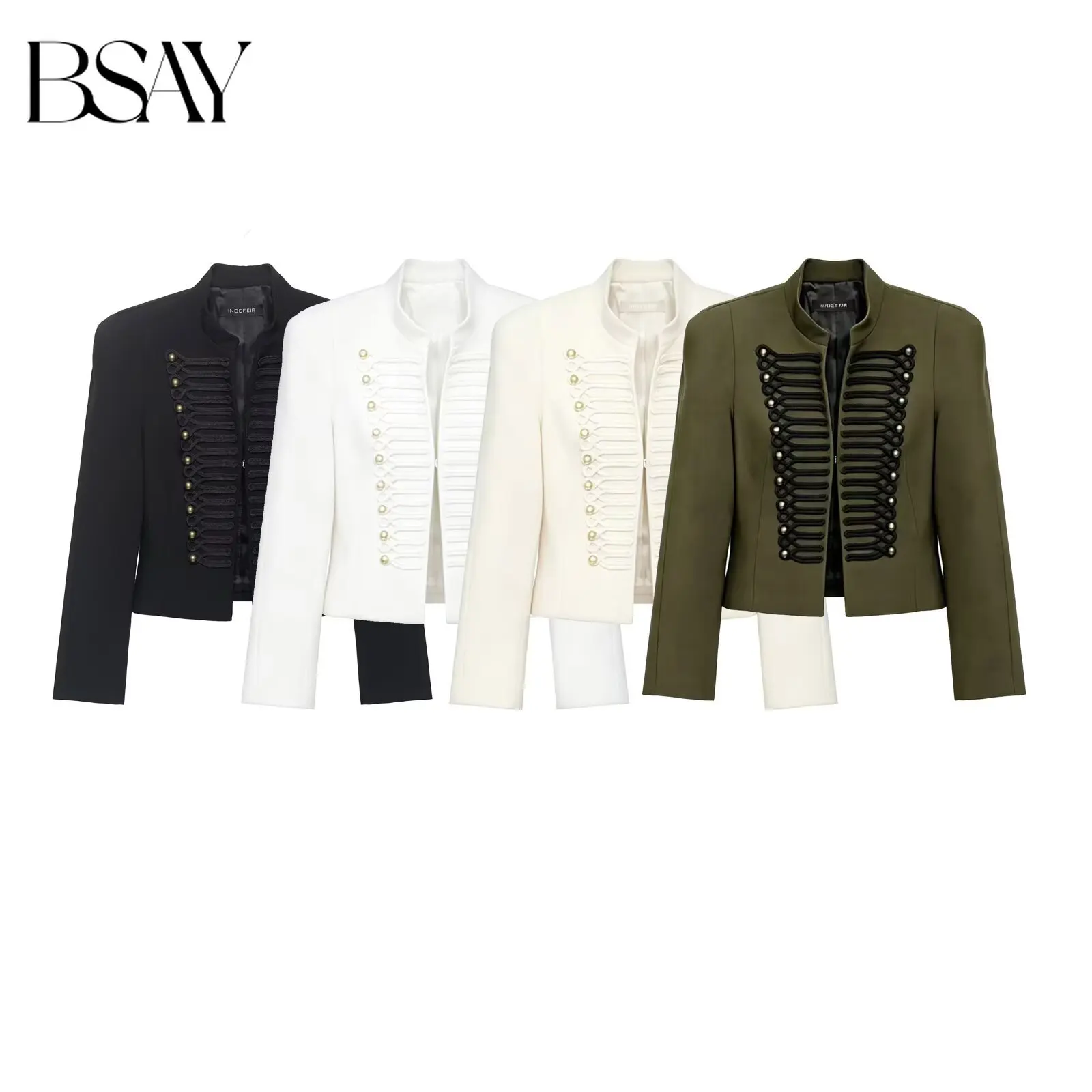 

BSAY Women's Fashion Napoleon Style Blazers Spring New Streetwear Slimming with Shoulder Cushioned Suit Coat Chic Female Jackets
