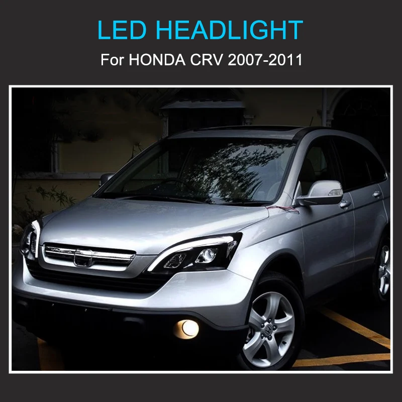 1 Pair LED Head light Assembly for Honda CRV CR-V 2007-2011 Headlights Plug and Play with DRL Turning Front Head Lights