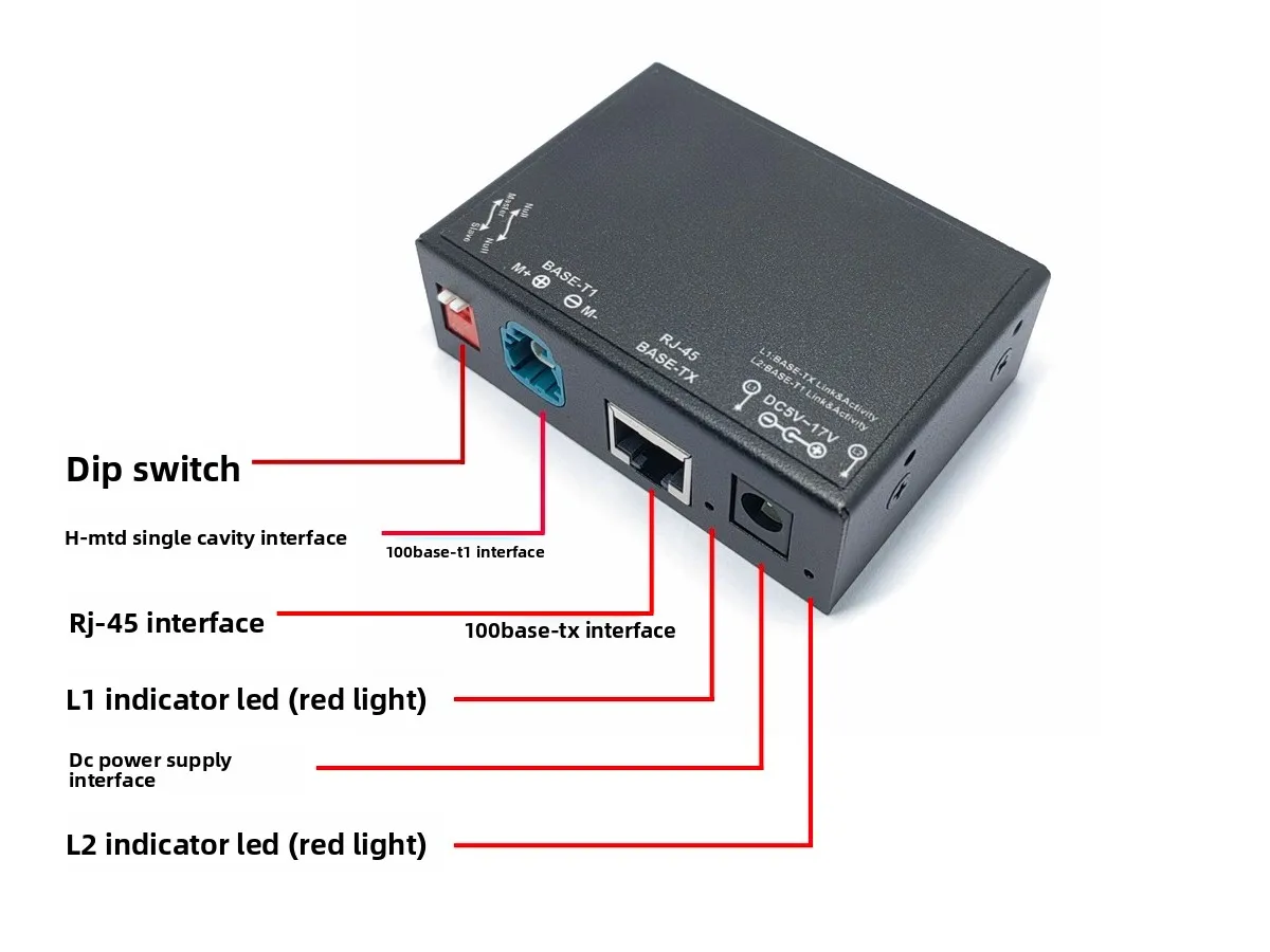 100BASE-T1 to BASE-TX Ethernet Converter Automotive RJ45 Vehicle 100Mbps OBD Diagnostic Adapter