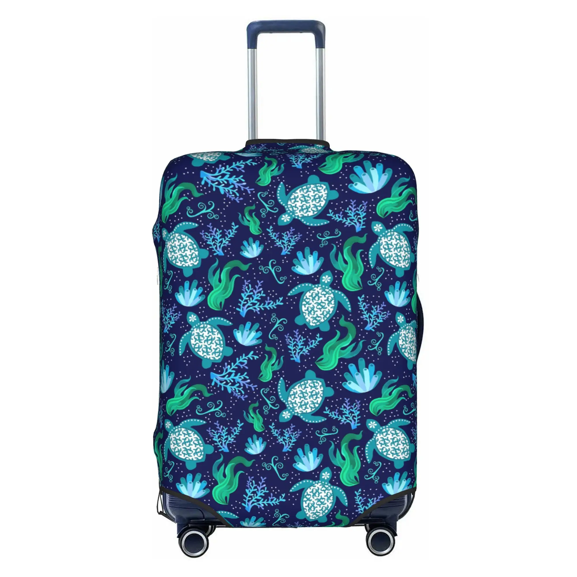 Bigger Scale Sea Turtles on Navy Luggage Cover Cute  Suitcase Protector Covers Suit For 18-32 inch