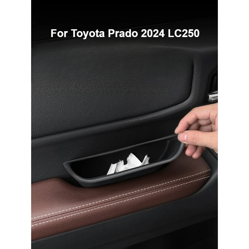 Car Inner Door Armrest Storage Box For Toyota Prado 2024 LC250 Silicone Car Door Organizer Tray Stowing Tidying Accessories