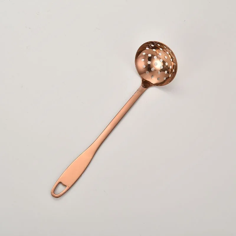 Korean rose gold long handle household kitchen dining daily stainless steel colander spoon
