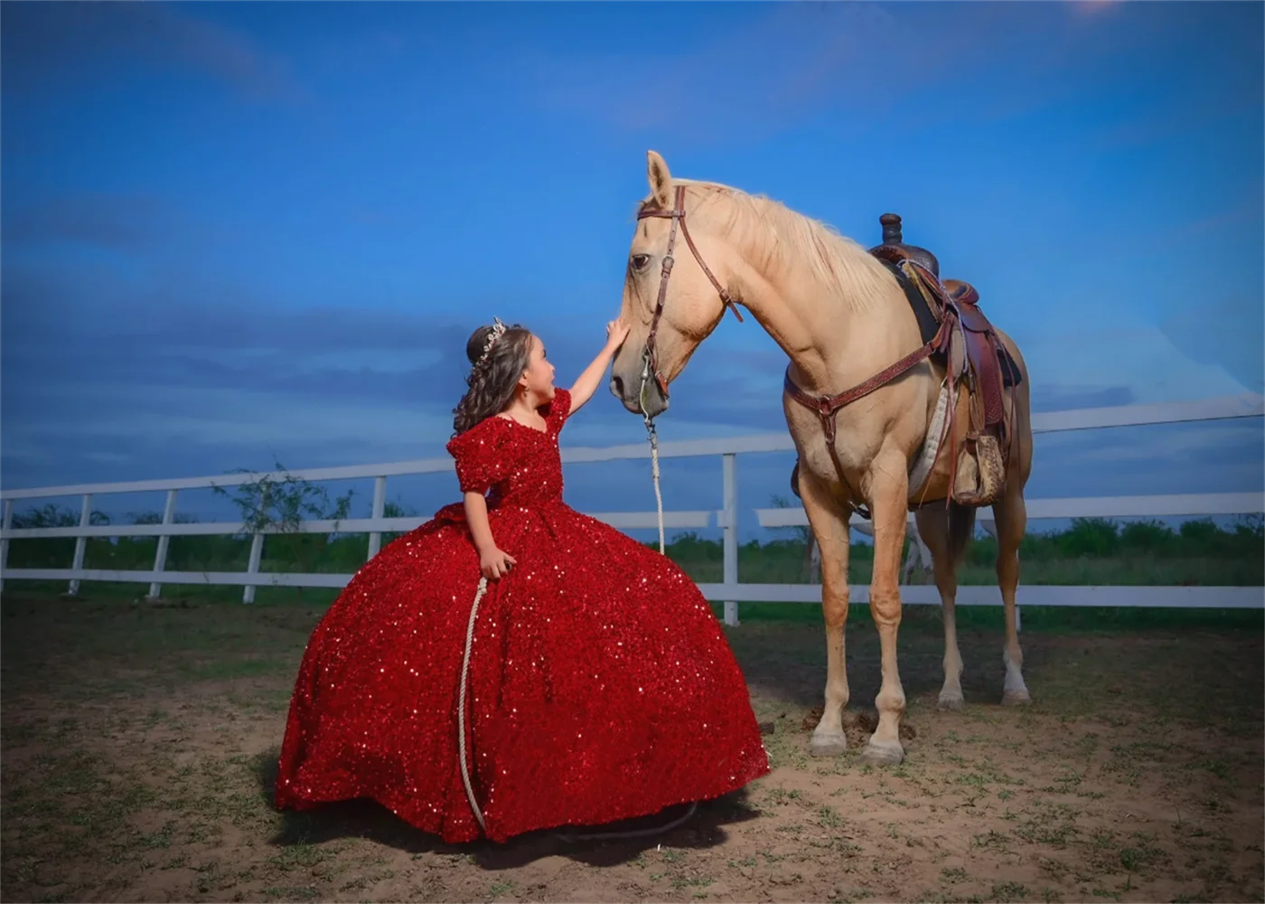 Flower Girl Dresses Sequins Red Ball Gown Kids Birthday Gowns Vintage Bows Little Girls Photography Customize Official Events