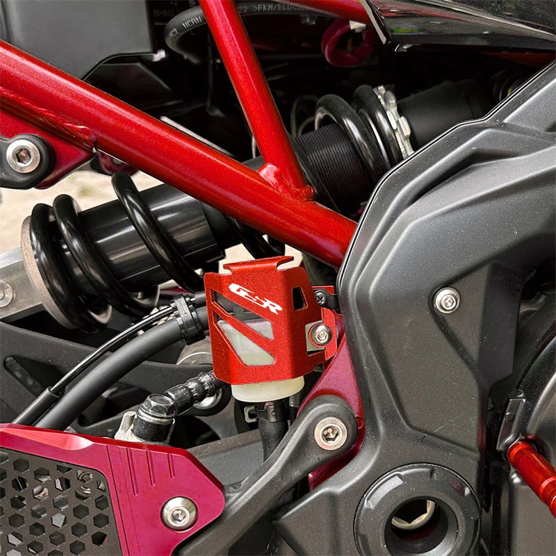 For SUZUKI GSR400 GSR600 GSR750 GSR Motorcycle CNC Accessories Rear Brake Fluid Reservoir Guard Cover Protector With LOGO \