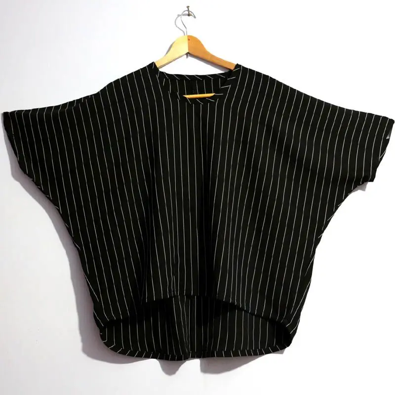 Men's Plus Size Striped Irregular Tops Summer New Short Sleeve O-neck Loose Street Casual T Shirts Fashion Vintage Men Clothing - Detail 1