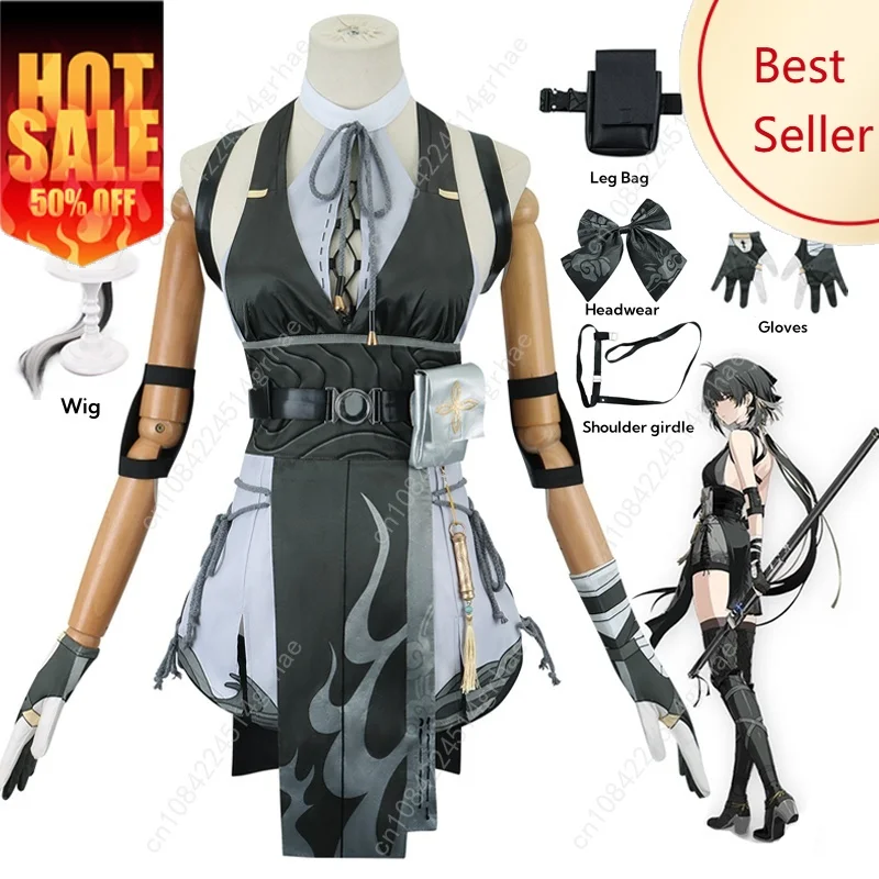 

Wuthering Waves Rover Cosplay Costume Wig Female Uniform Earrings Bag Main Character Resonator Halloween Party for Women